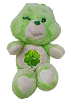 Care Bears Good Luck Bear 1983 Kenner Plush Green Four Leaf Clover VTG 13" #S1-C